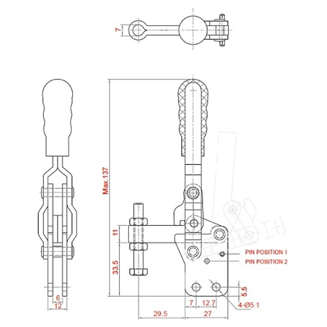 Vendita online Bloccaggio verticale base dritta braccio fisso 150 Kg.